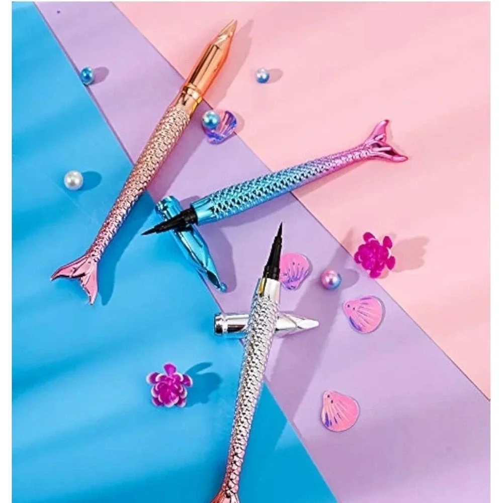 Mermaid‎ Eyeliner Pen Waterproof Liquid Eyeliner Tip Brush Jet Black Eyeliner